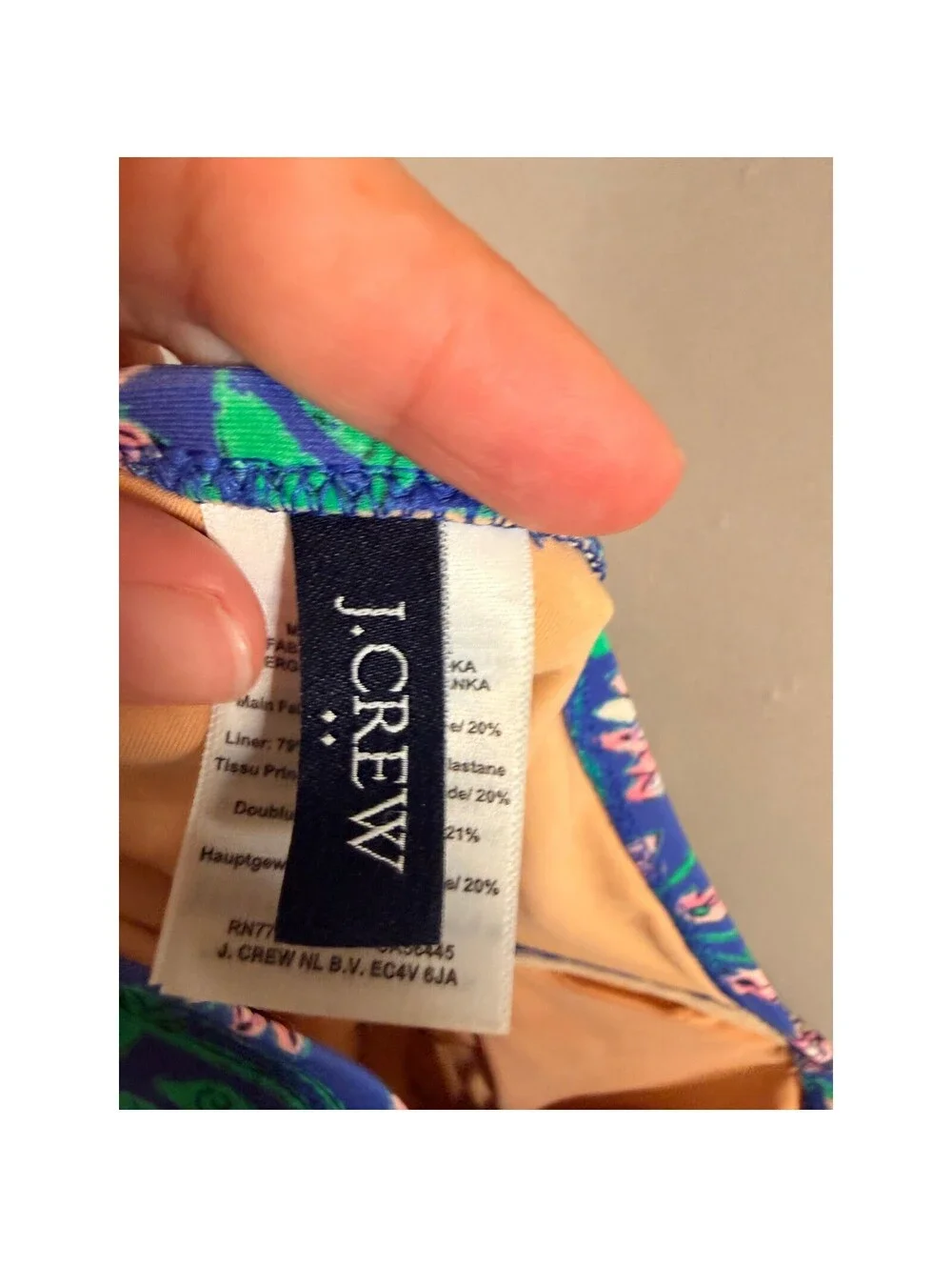 J.Crew Womens Blue Floral Ruched Bandeau One Piece Swimsuit Size L Strapless